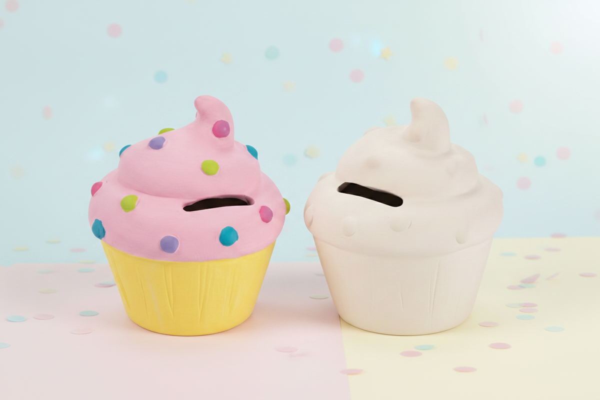 Cupcake Coin Banks Soft Pastel Background