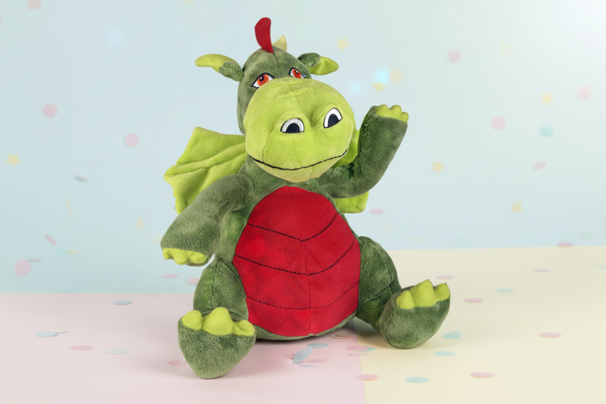 Green Dragon Plush Soft Pastel Background