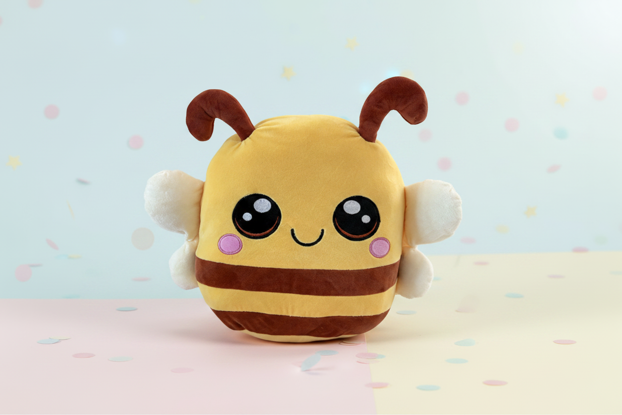 Kawaii Bee Plush Pastel Background