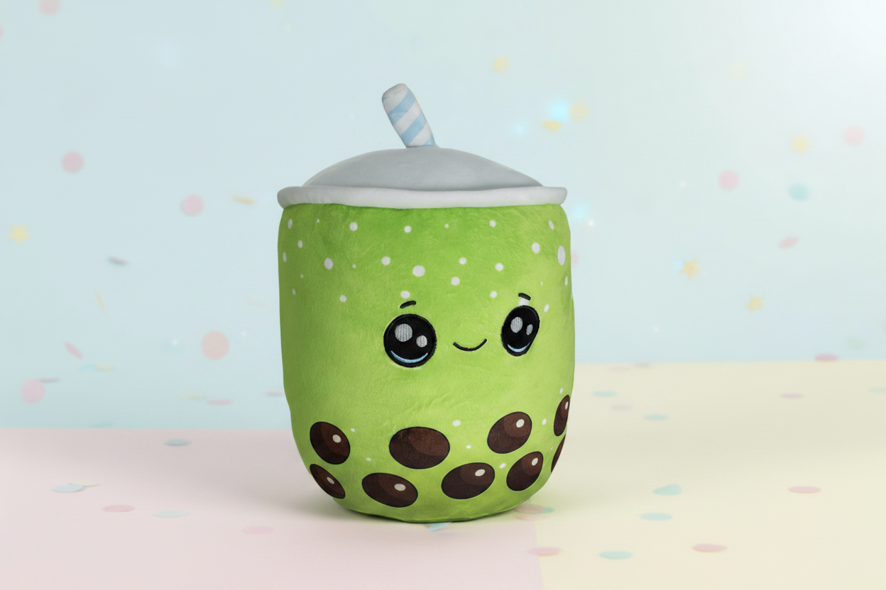 Kawaii Boba Tea Plush Soft Pastel Background