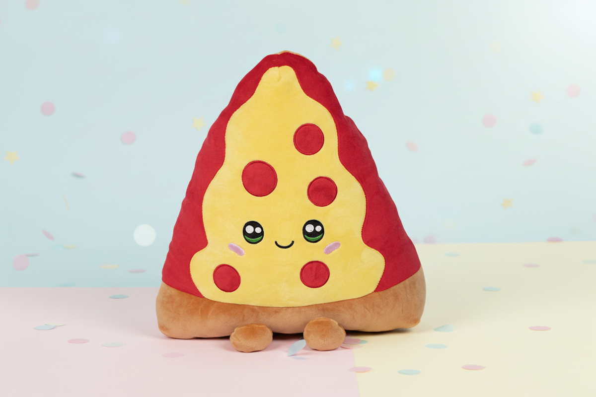 Kawaii Pizza Plush Soft Pastel Background