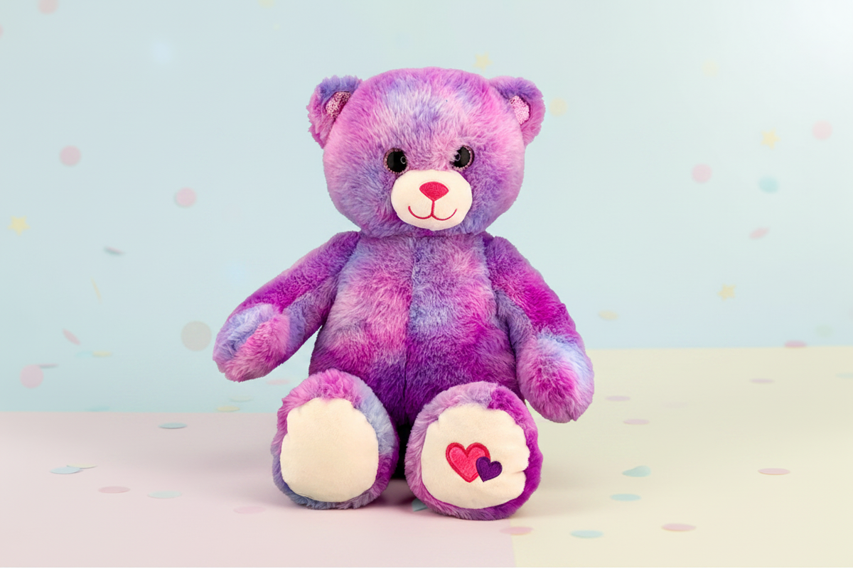 Purple Tie-Dye Bear Soft Pastel Background