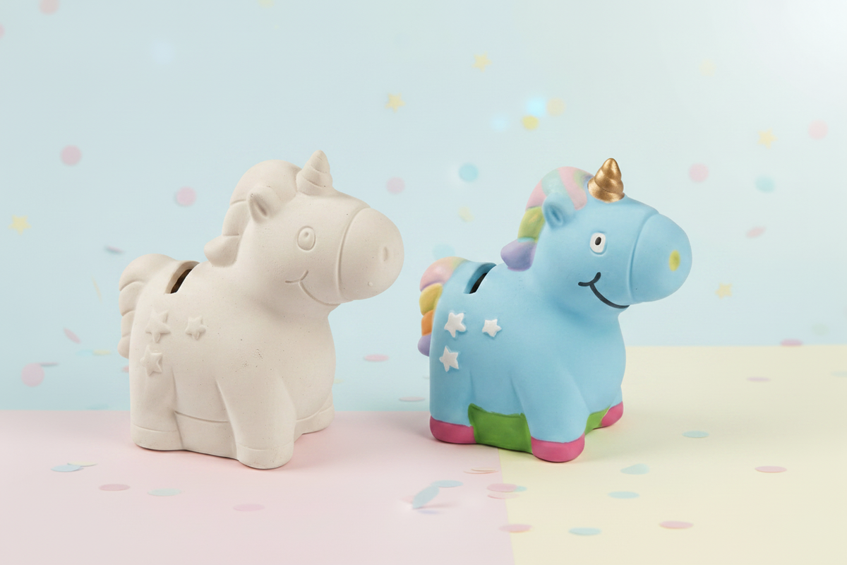 Unicorn Coin Banks Soft Pastel Background